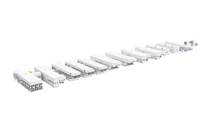Sunken-type minimalist short-blade cell assembly line